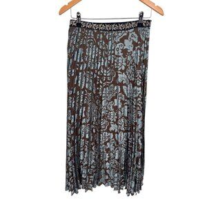 Soft Surrondings Maxi Skirt Womens 4 Blue Brown Textured Velvet Beaded Lined NEW